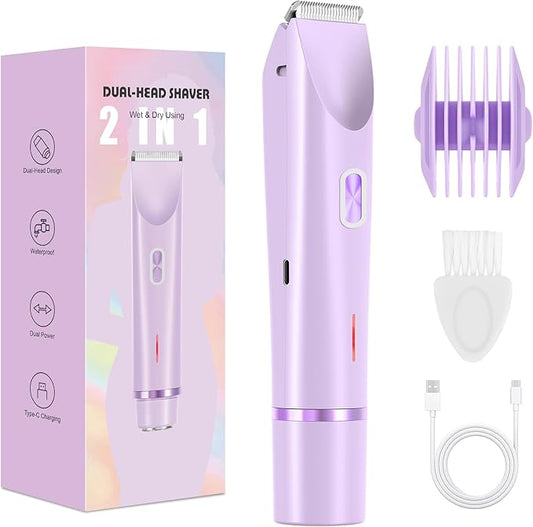 Bikini Trimmer for Women,Dermave Bikini Shaver,Electric Razors for Women Pubic Hair (Purple)-Velvo Beauty