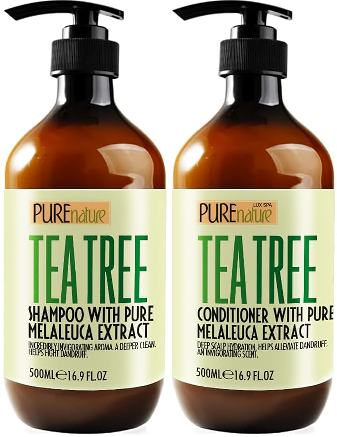 Tea Tree Oil Shampoo and Conditioner Set - Sulfate and Paraben Free Treatment for Oily Hair and to Help Reduce Your Itchy and Dry Scalp - Healthy Anti Dandruff Formula for Men and Women-Velvo Beauty