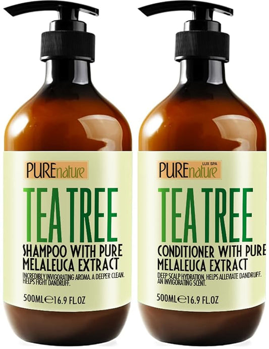 Tea Tree Oil Shampoo and Conditioner Set - Sulfate and Paraben Free Treatment for Oily Hair and to Help Reduce Your Itchy and Dry Scalp - Healthy Anti Dandruff Formula for Men and Women-Velvo Beauty
