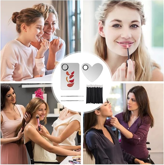 Makeup Palette Lipstick Applicator with Spatula Lip Gloss Brush Makeup Tool Set Suitable for Lipstick, Foundation and Other Cosmetic Color Mixing(Makeup Palette Set)-Velvo Beauty