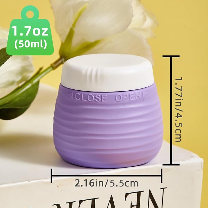 Travel Containers for Toiletries, 1.7oz Travel Size Premium Silicone Cosmetic Cream Jars, TSA Approved Leak-Proof Refillable Accessories W/Toiletry Bag for Cosmetic Face Body Cream(Vibrant)-Velvo Beauty