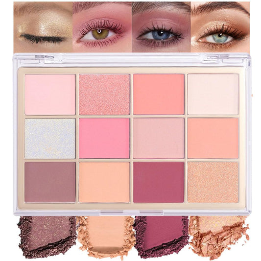 Nude Pink Eyeshadow Palette,Natural Neutral Warm Colors Cream Light Colors Eyeshadow Palette,Eye Shadow Palette Long Lasting Naturing-Looking Make Up Pallets for Women,Vegan-Velvo Beauty