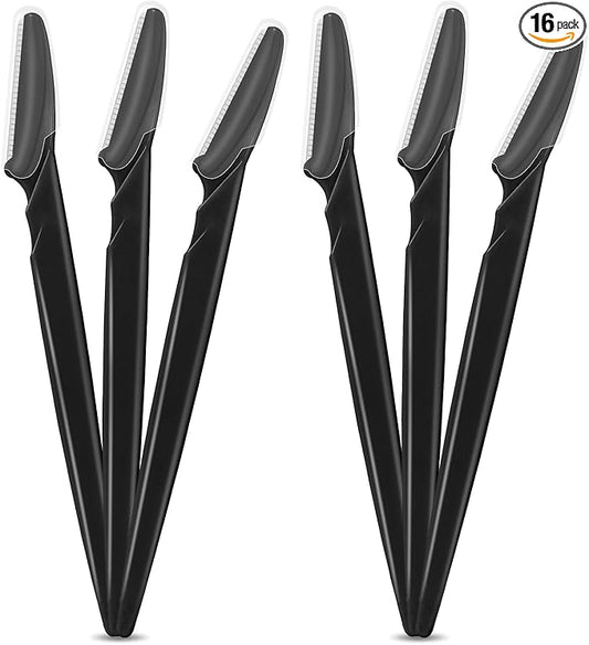 16 Pcs Black Eyebrow Razor, Face Razors Multipurpose, Facial Razors for Women Men, Eyebrow Trimmers Shaver with Protective Cover, Dermaplaning Tools for Face Body Use, Facial Hair Removal Tools-Velvo Beauty