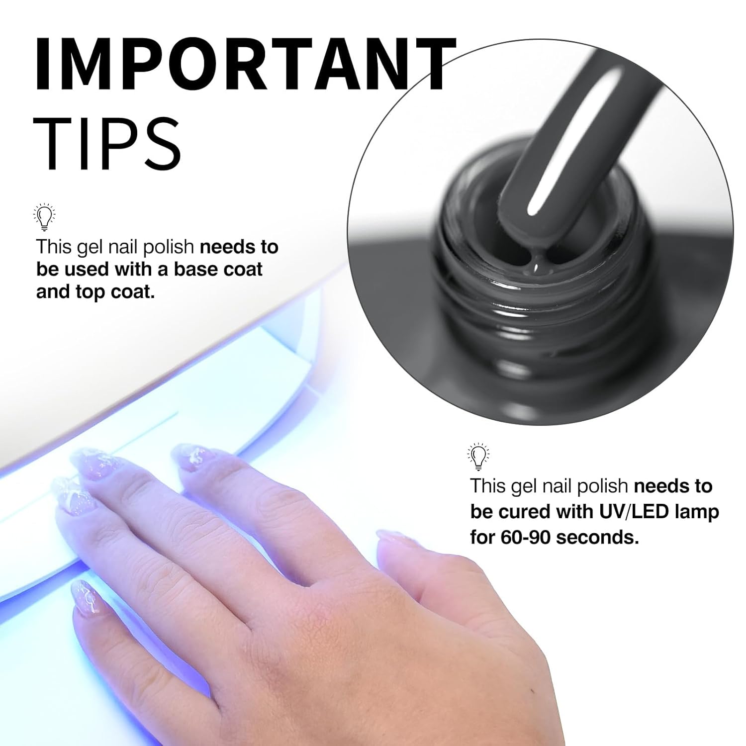 CANNI Gray Gel Nail Polish, 1Pcs Grey Nail Polish Gray Color High Gloss Soak Off U V Gel Nail French Nail Manicure Salon DIY-Velvo Beauty