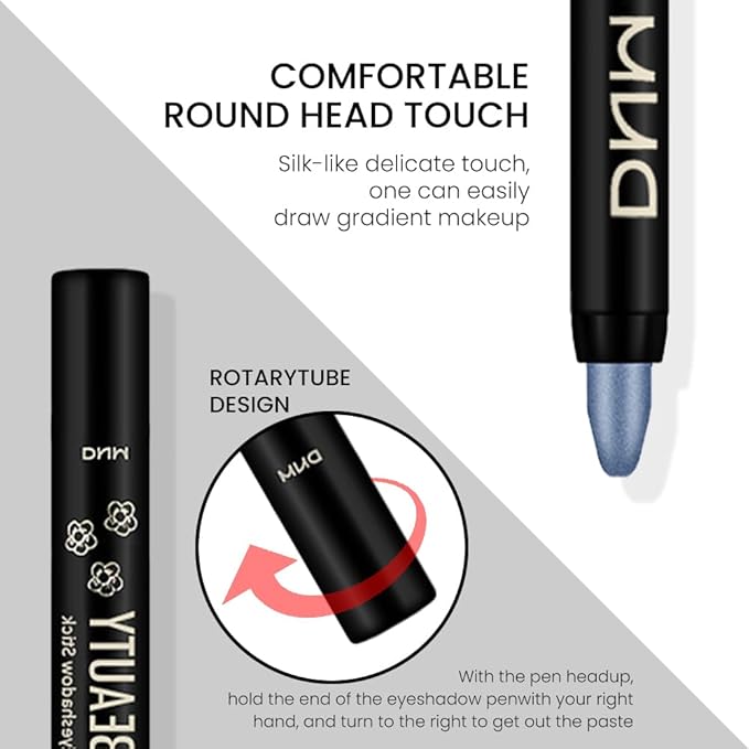 evpct Sky Blue Shimmer Cream Eye Shadow Brightener Sticks Set for Eyes, Blue Shimmery Matte Pencil Eye shadow Applicator Stick Pen Palette Makeup Waterproof sombras en crema para ojos 10#-Velvo Beauty