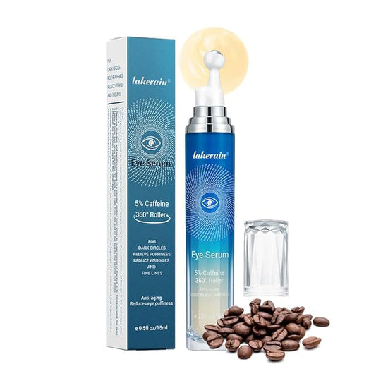 5% Caffeine Eye Serum Moisturizing, Under Eye Cream with 360° Massage Ball for Dark Circles and Puffiness, Hydrating Eye Cream Anti Aging for Bags Fine Lines (1PCS)-Velvo Beauty