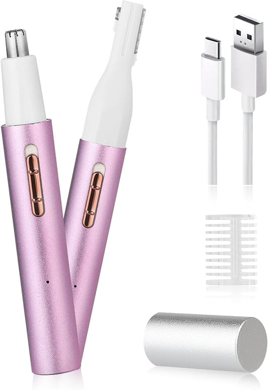 Nose & Eyebrow Trimmer for Women and Men,2025 Rechargeable Ear Razor & Face Shaver,Lady's Painless Portable Facial Hair Removal with Comb, Dermaplane Tool for face,Lips,Body,Leg (Purple)-Velvo Beauty