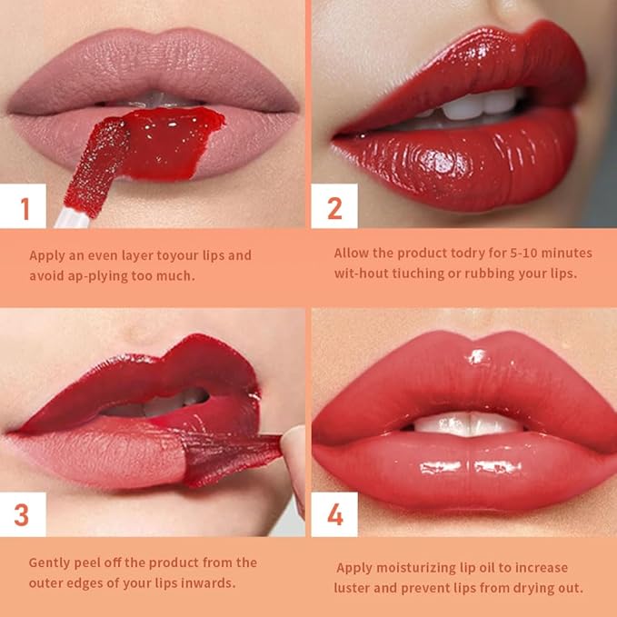 Rose Pink Peel Off Lip Gloss Masque,Lip Stain Peel Off Tattoo - Peel Off Lip Tint and Lip Oil 2-in-1,Long Lasting Waterproof Transfer-proof Lip Mask Lip Gloss Peel Off Lip Liner,for All Skin Type 02#-Velvo Beauty