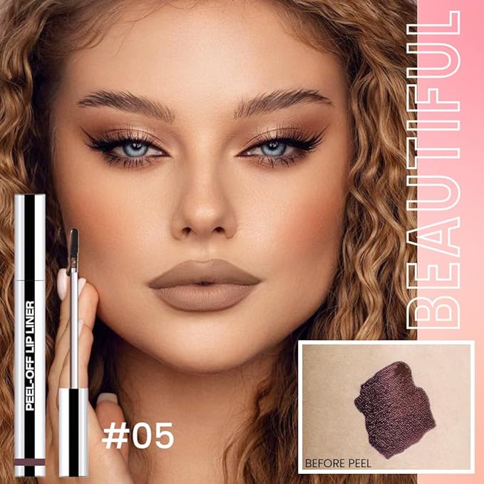 Matte Lip Gloss Stain-Peel Off Lip Liner Tattoo, Dark Brown Lip Tint,Long Lasting Peel Off Lip Stain, Waterproof Transfer-proof Lip Mask Lip Liner Peel Off Lip Gloss,Stayn Lip Makeup. #05-Velvo Beauty