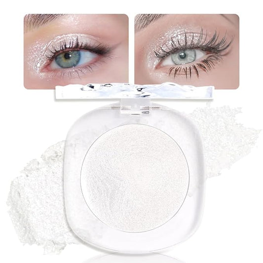 Eye shadow low saturation delicate long-lasting eye shadow palette, Monochrome Glittler Eyeshadow, pressed glitter eyeshadow, Glittle Pressed Powder Single Vegan Eyeshadow, (04 Glittle Pearl White)-Velvo Beauty