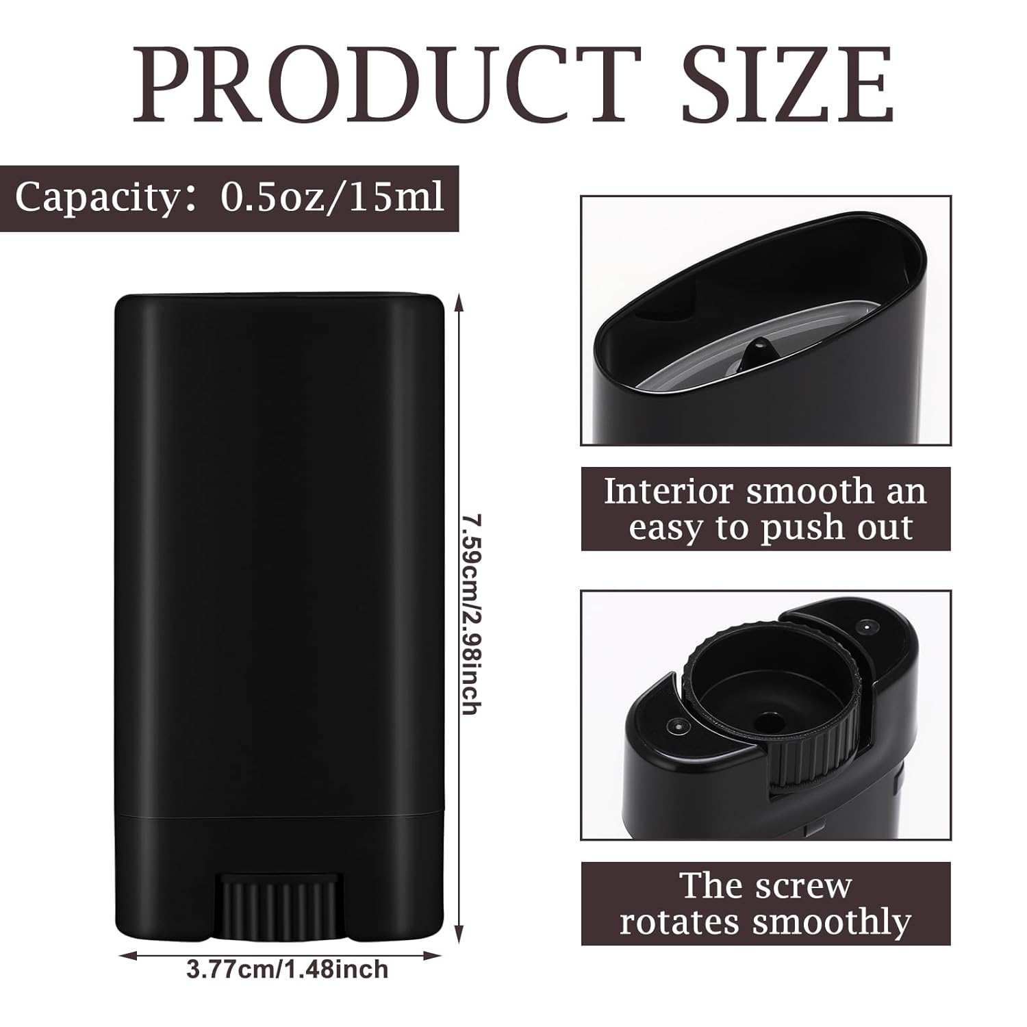Wesiti 100 Pcs Plastic Empty Deodorant Containers 1/2 oz Travel Deodorant 15ml Refillable Containers Tubes Oval Lip Balm Tubes for Lip Balm DIY(Black)-Velvo Beauty