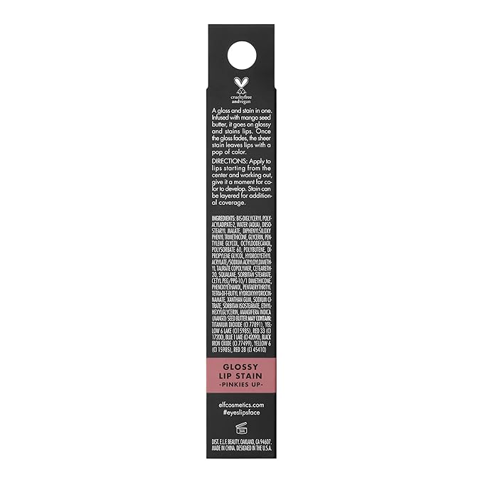 e.l.f. Glossy Lip Stain, Long-Lasting, Lightweight Lip Stain For A Sheer Pop Of Color & Subtle Gloss Finish, Vegan & Cruelty-Free, Pinkies Up-Velvo Beauty