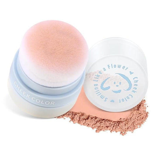 Boobeen Powder Blush for Cheeks, Air Cushion Matte Blush, Natural Highly Pigmented Blush Makeup Easy to Blend, Loose Blush Compact Long-lasting-Velvo Beauty