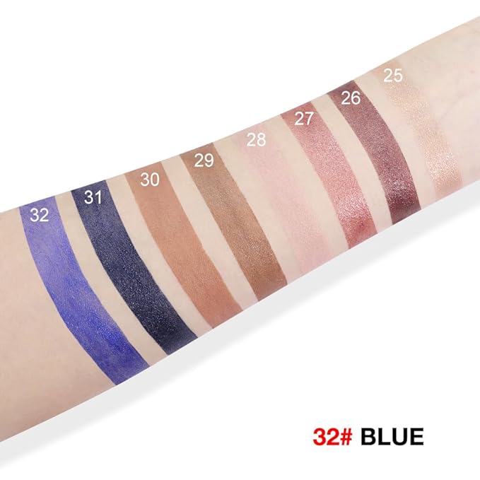 evpct Blue Shimmer Cream Eye Shadow Brightener Sticks Set for Eyes, Blue Shimmery Pencil Eye shadow Applicator Stick Pen Palette Makeup Waterproof sombras en crema para ojos 32#-Velvo Beauty