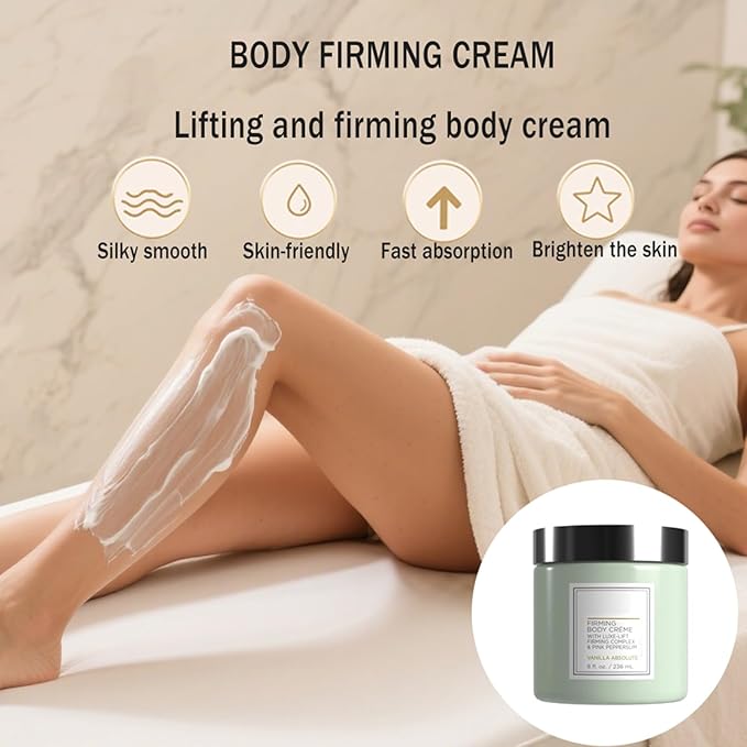 Champagne Firming Body Cream,Anti-Aging Tightening Cream with Luxe-Lift Complex,Skin Firming Cream for Hydrates Dry Skin, Fights Crepey Skin on Arms & Legs(8 Fl Oz, Sweet Almond Coconut)-Velvo Beauty