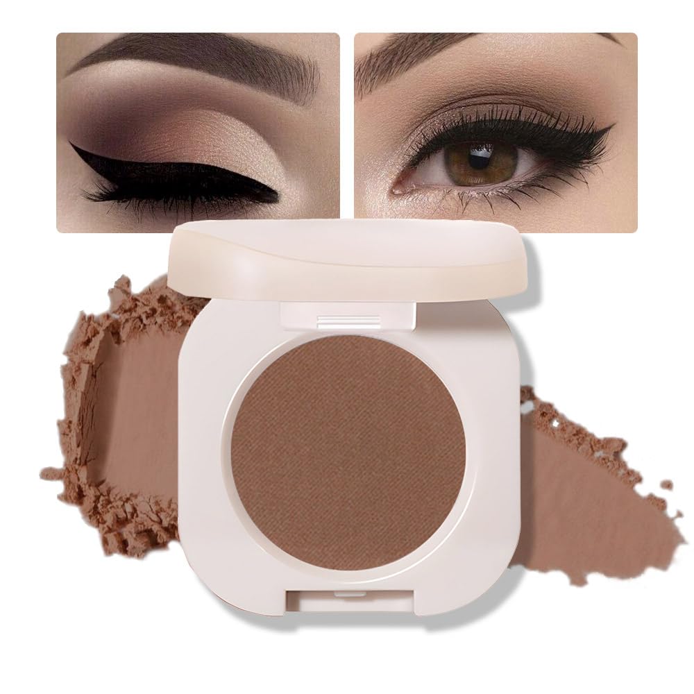 Single Nude Coffee Brown Matte Eyeshadow,Bright Intense Monochrome Eye Shadow,Apply Makeup Easily,Matte Pressed Powder Single Eyeshadow,24 Hour Eye Makeup Longwear Waterproof-Velvo Beauty