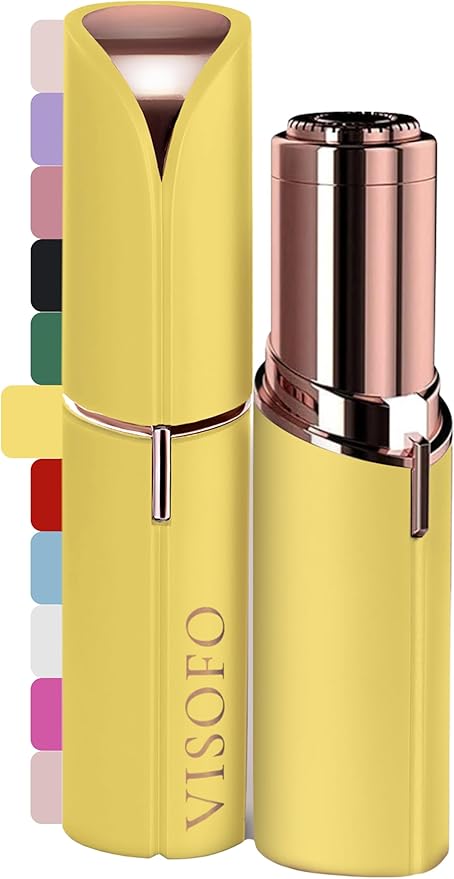 Facial Hair Removal for Women | Electric Razor Device Small Mustache Dermaplaning Remover Tools Tweezers Epilator Trimmer Face Dermaplane Shavers Beauty Gadgets Set Accessories by VISOFO (Citrine)-Velvo Beauty