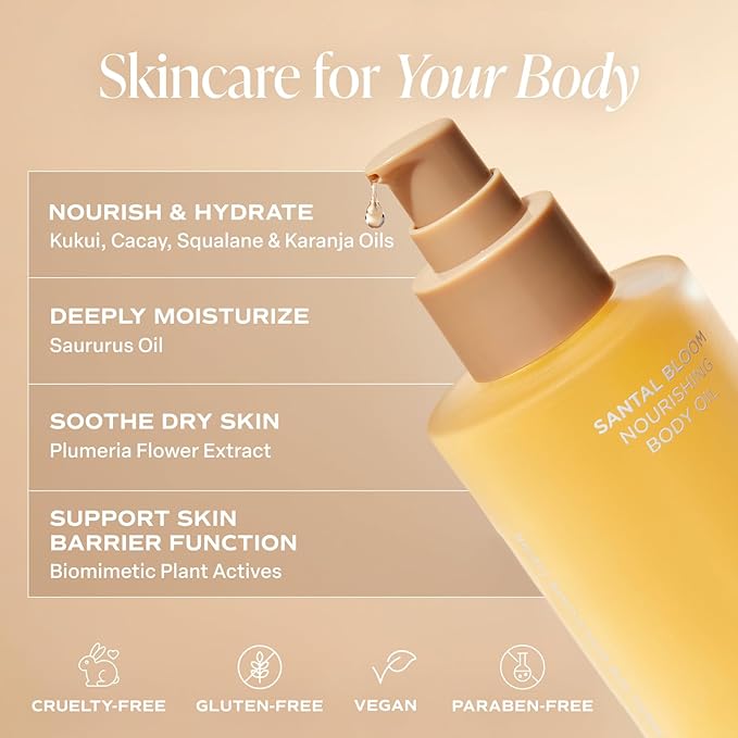 Saltair Body Oil. Luxurious Santal Bloom After Shower and Bath Oil Moisturizer for Women and Men. Botanical, Non-Greasy, and Well-Absorbing Lotion for Hydrating Dry Skin. 4oz Pump Bottle-Velvo Beauty
