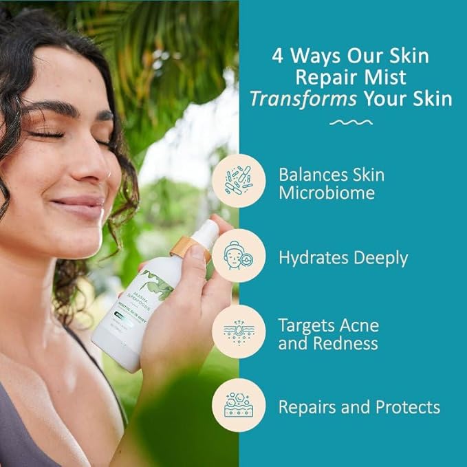 Akasha Prebiotic Skin Mist 3.4oz I Organic Facial Mist, Sea Kelp Extract, Face Spray for Naturally Restoring the Skins Microbiome, Dewy, Help Acne, Psoriasis & Sunburn*, Anti Aging Skin Care Products-Velvo Beauty
