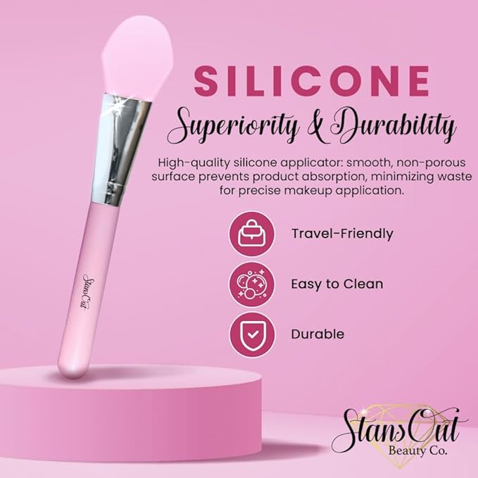 StansOut Foundation Applicator - Liquid Foundation Brush, for Cream or Powder - Easy to Clean - Travel-Friendly, Durable - Ideal for Professional Makeup Results - Pointed Shape, Smooth Silicone Edge-Velvo Beauty