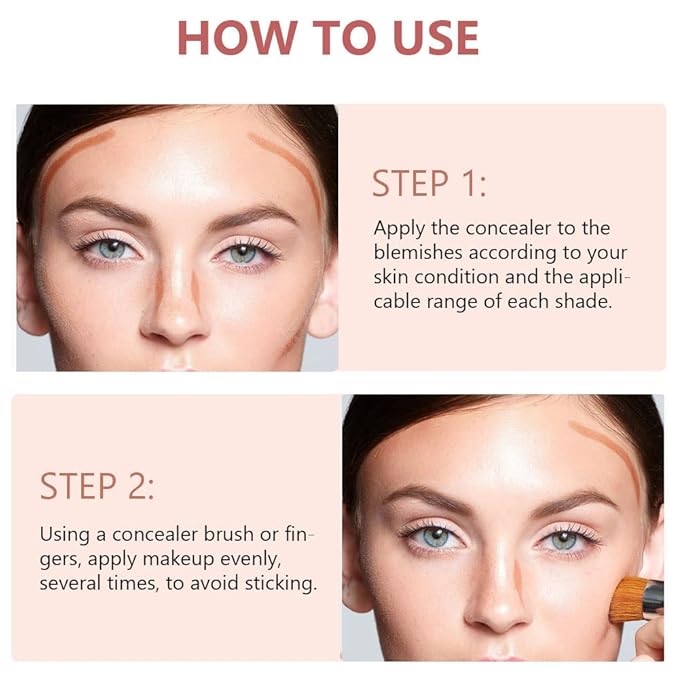 6 Color Correcting Concealer Palette With Concealer Brush, Tattoo Concealer, Cream Contouring Makeup Kit, Corrects Dark Circles Red Marks Scars Light Mediumor creamy concealer A2-Velvo Beauty