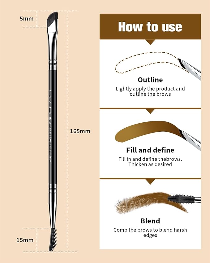EIGSHOW Dual-Ended Precision Eyebrow Brush and Comb for Eyeliner Lining, Sculpting Brows, Professional Eye Makeup Tools (D109)-Velvo Beauty