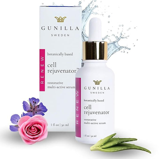 GUNILLA Cell Rejuvenator Serum | Anti-Aging Anti Wrinkle Hydrating Facial Serum for Fine Lines, Dark Spots with Organic Aloe Vera, Collagen, Elastin, Keratin, Vitamin C, Ginseng | 1 oz-Velvo Beauty