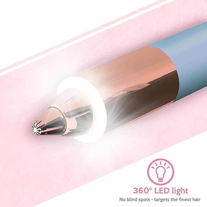 Portable Flawless Eyebrow Hair Remover for Women – Painless, Fast & Precise Flawless Electric Razor & Epilator for Eyebrow, Nose, Ear Hair Removal – 18K Gold-Plated, 360° LED Light-Velvo Beauty