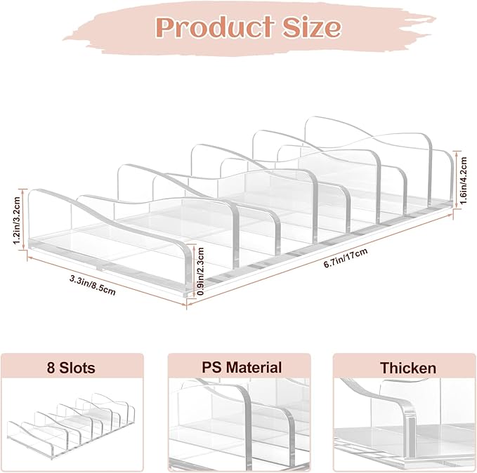 FLMOUTN 4 Pack Makeup Pallet Organizer Eyeshadow Palette Organizers Acrylic 8-Cell Make up Palette Holder Cosmetic Storage for Contour Kit, Eye Shadow, Blush-Velvo Beauty