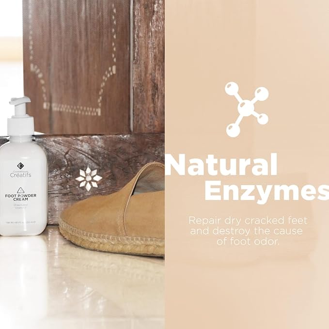 Foot Powder Cream for Dry Cracked Heels, Odor Control, and Intense Skin Hydration, 8.5 fl. oz., with Shea Butter and Vitamin E-Velvo Beauty