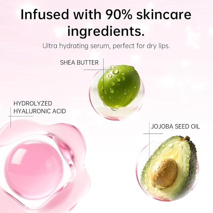 Catkin Lip Plumper Gloss, Tinted Lip Serum with Hyaluronic Acid & Jojoba Oil, Non-sticky Volumizing Hydrating Formula for a High Shine Maximum 3D Look, Plump & Soft Lips 0.12 Fl Oz - C07 Rose Agate-Velvo Beauty