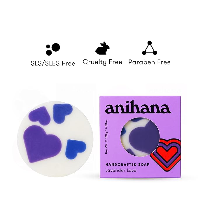ANIHANA Handcrafted Natural Soap with Coconut Oil, Gentle Cleansing, Paraben Free, Refreshing Lavender Love Scent, 4.23 oz-Velvo Beauty