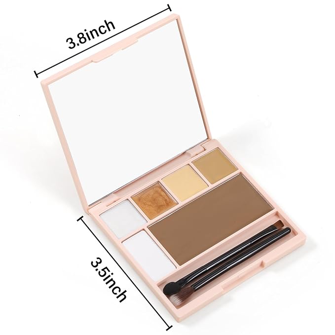 Boobeen 6 Colors Cream Contour Makeup Palette, Highlighter and Bronzer Palette Powder Kit with Mirror&Brush, Waterproof Concealer for Women-Velvo Beauty