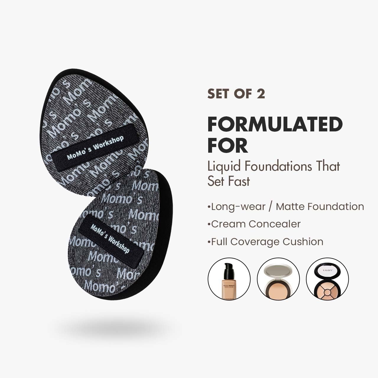 Black Denim Makeup Sponges,Blender Sponges for Foundation & Concealer, Non-Absorbent Rubycell, Large Beauty Sponge,Makeup on Details Targeted, Travel Friendly & Reusable,2pcs-Velvo Beauty