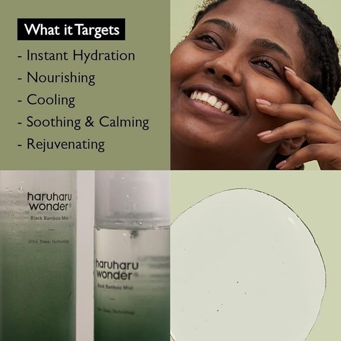 haruharu Wonder Black Bamboo Mist, 2.7 fl.oz. Hydrating and Firming Skin, Black Rice, Panax Ginseng for Clean and Smooth Skin Surface, Korean Skincare, Vegan, Cruelty Free-Velvo Beauty