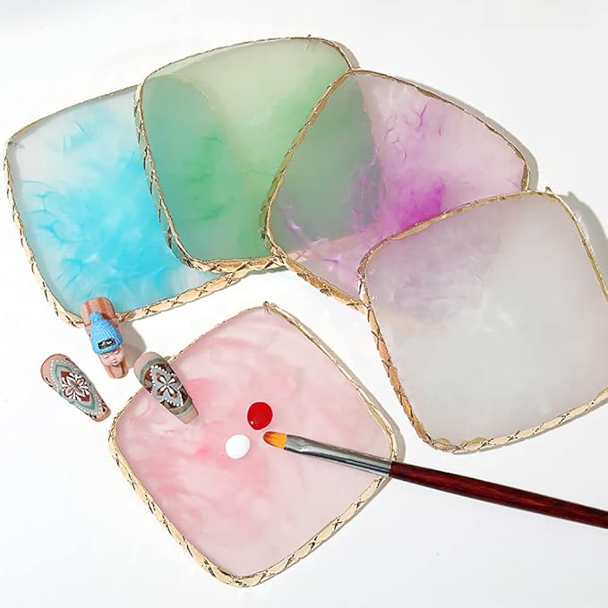 Square Nail Art Palette Painting Makeup Palette Tray Cosmetic Nail Gel Polish Colors Mixing Pallet Pink-Velvo Beauty