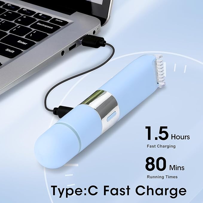 Dual Head Electric Shaver Bikini Trimmer for Women, IPX4 Waterproof Wet & Dry Use Body Trimmer for Face Lip Chin Pubic Underarm Legs, 80Mins Runtime, Travel-Friendly, Ideal Gift for Women-Velvo Beauty