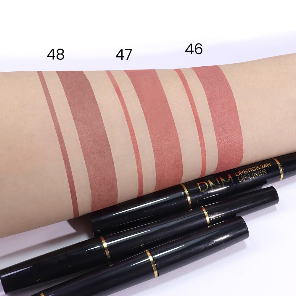 Kaely 2-in-1 Nude Brown Beige Velvet Matte Lip Liner & Lipstick Combo Set Kit for Women, Magic 24 Hours Lipstick and Lip Liner Makeup Set Stain Long Lasting Waterproof labial 48-Velvo Beauty