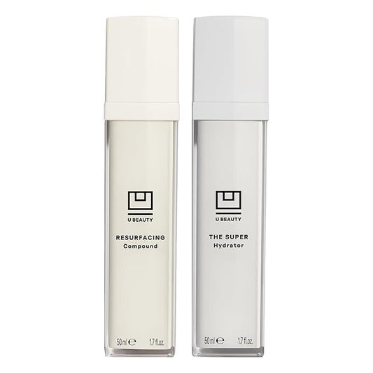 The U Beauty Duo - Resurfacing Compound & SUPER Hydrator Set - Vitamin C & E, Retinol, Hyaluronic Acid - Moisturizing Face Serum Duo for Smooth, Hydrated and Softer Skin, Set of 2 1.7 fl oz-Velvo Beauty