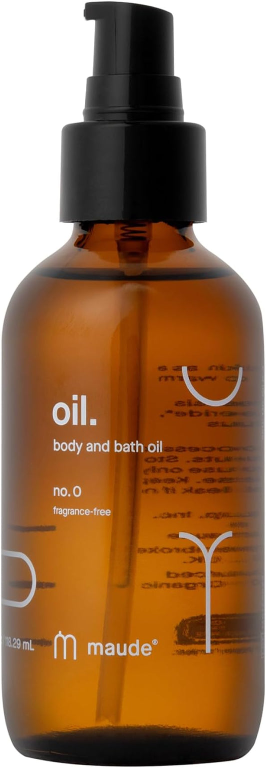 Maude Oil No. 0 - Hydrating Organic Massage + Body Oil - Skin Moisturizer with Organic Jojoba, Coconut & Castor Oil - Rich in Vitamin B + Vitamin E (4 fl oz)-Velvo Beauty