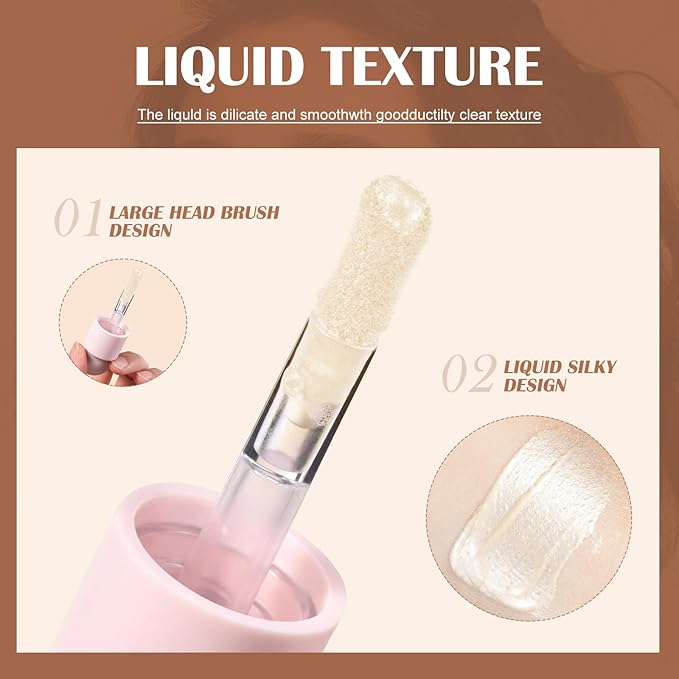 Liquid Highlighter Natural Glow For Face & Body, Waterproof Moisturizing Light Liquid Luminizer For Long Lasting Shimmer, Contour Highlighter Stick Easy to Apply with Cushion Applicator-Velvo Beauty