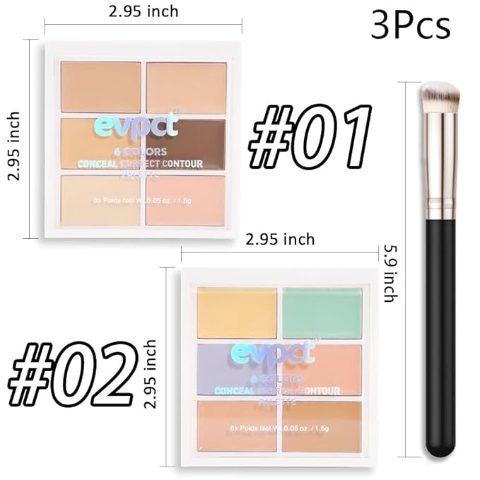 evpct 12 Color Conceal Correct Cream Contour Makeup Palette for Mature Skin Color Correcting Conceal trouble spots dullness dark circles Correct discolorations Camouflage imperfections Covers redness-Velvo Beauty