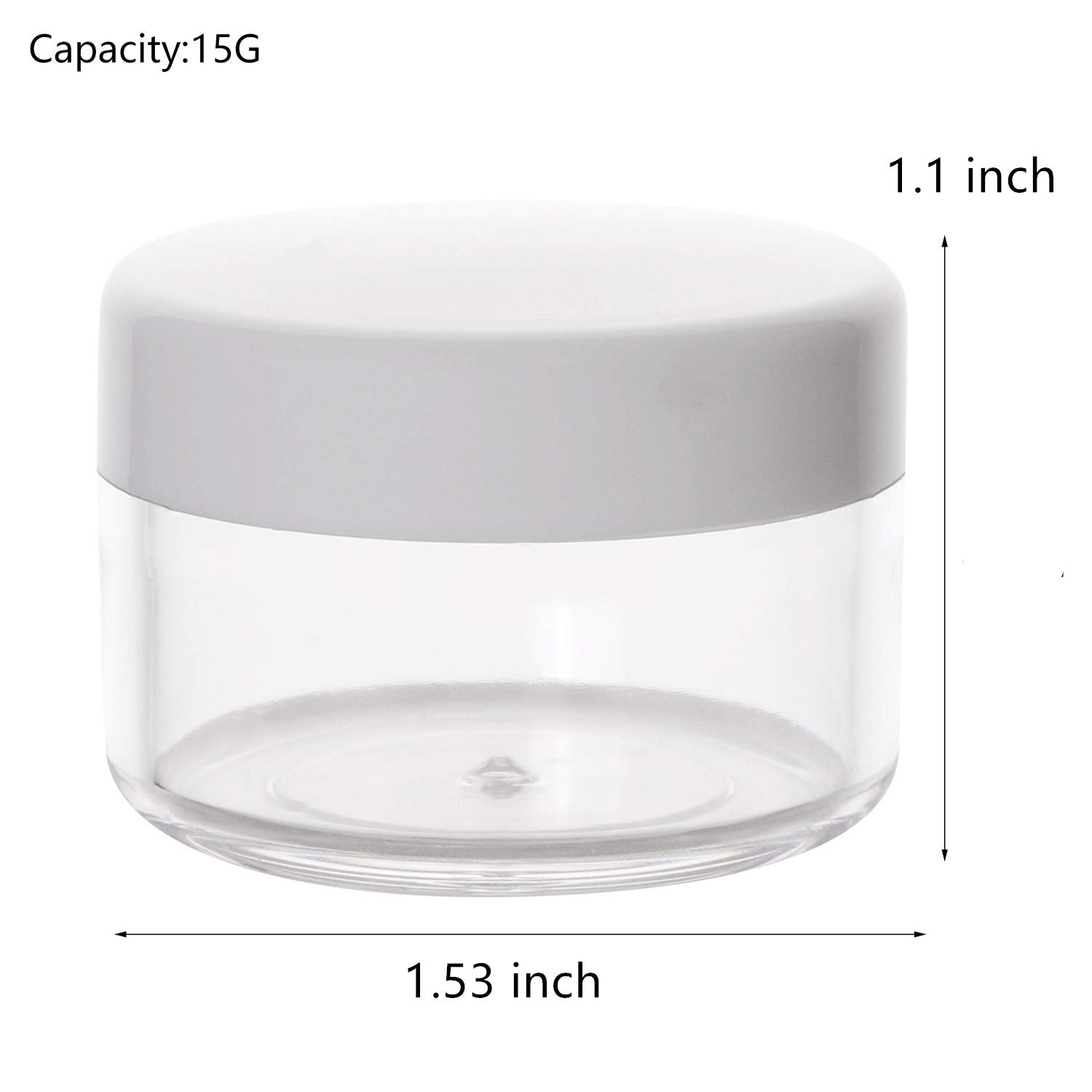 100 Count Empty Makeup Jars 15g Cosmetic Containers with Lids Leak Proof Sample Containers Refillable Plastic Containers - White-Velvo Beauty