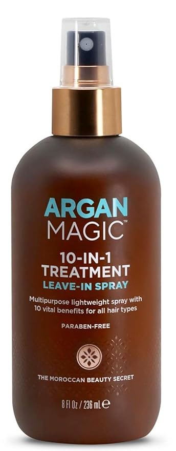 Argan Magic 10 in 1 Hair Treatment & Stylizing Multipurpose Leave in Spray for all Hair Types | Made in USA | Paraben Free | Cruelty Free (8 oz)-Velvo Beauty