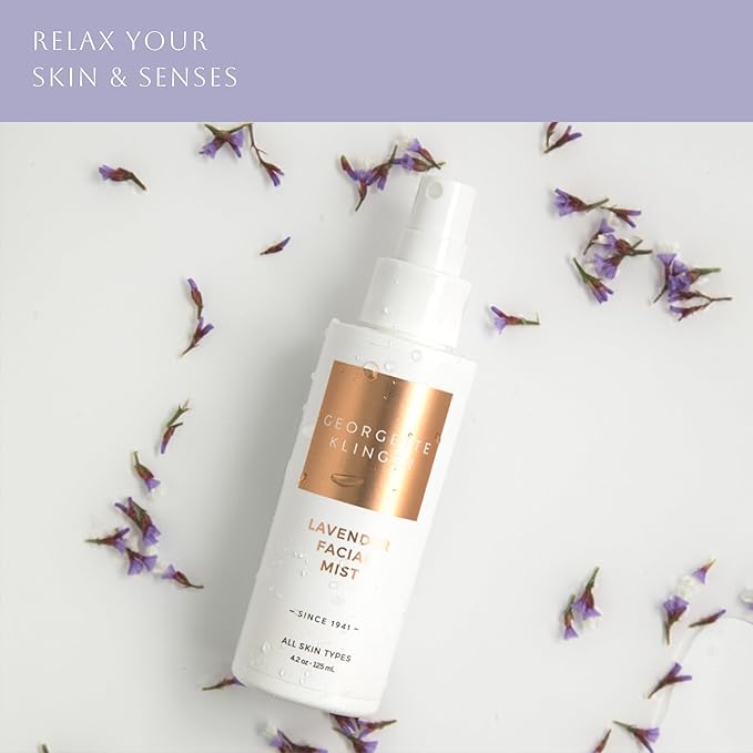 Georgette Klinger Lavender Facial Mist - Moisturizing and Long-Lasting Facial Spray with Aromatherapy, Antioxidants, and Skin-Plumping, Makeup Setting for Dewy, Hydrated Skin - 4.2 oz-Velvo Beauty