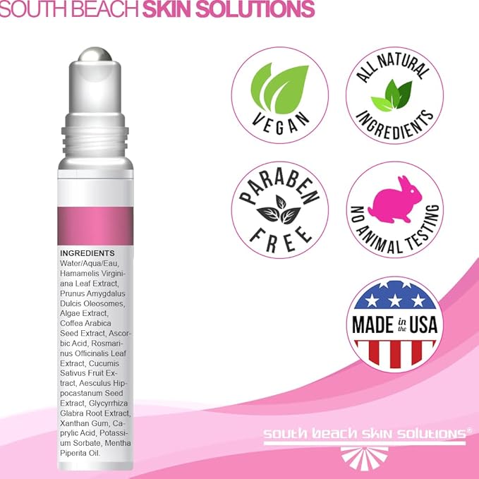 South Beach Dark Under Eye Corrector - Natural Salon Strength Anti Aging Under Eye Cream Treatment - Perfect for Tired Looking Dark Circles, Puffiness, Dark Bags, Dryness - Safe, No Harmful Chemicals-Velvo Beauty