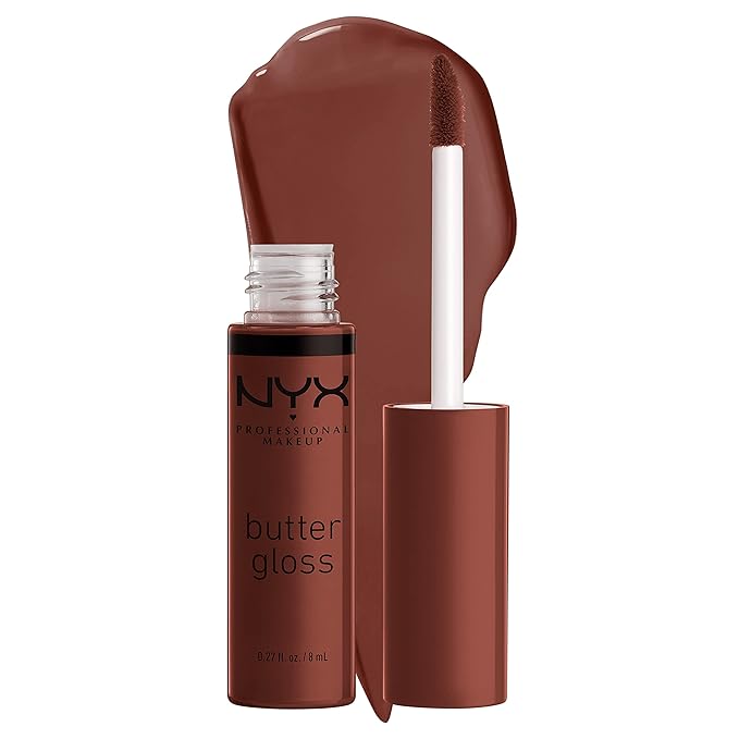 NYX PROFESSIONAL MAKEUP Butter Gloss Brown Sugar, Non-Sticky Lip Gloss - Brownie Drip (Deep Brown)-Velvo Beauty