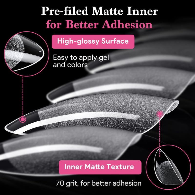 Short Water-drop False Nail Tips, 15 Sizes 510 PCS Clear Soft Press On Fake Nail Pre-shaped Half Matte Full Cover Gel Nail Tips Extensions Strong Long Lasting for DIY Beginners & Salon Manicure-Velvo Beauty
