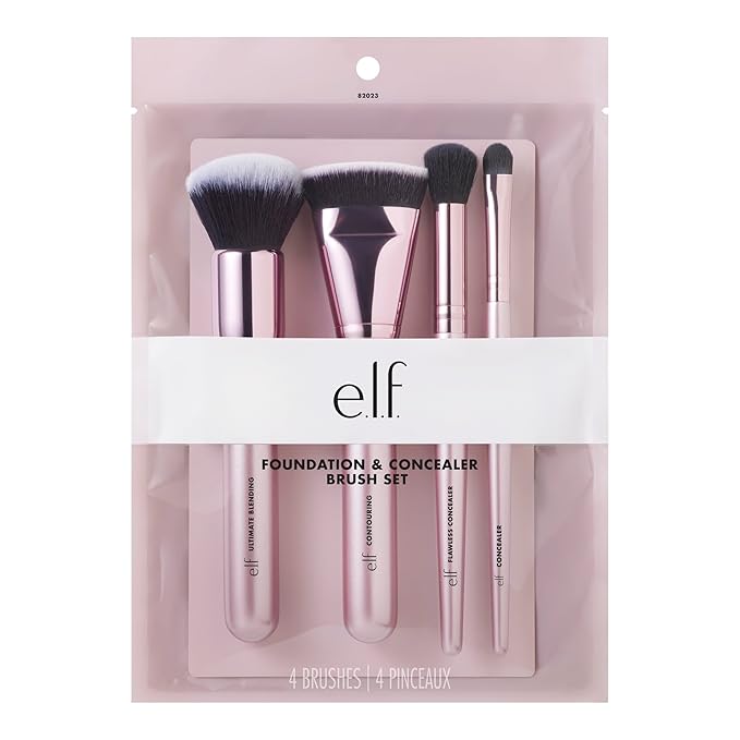 e.l.f. Complexion Perfection Brush Kit, 4-Piece Makeup Brush Set, Brushes For Foundations & Concealers, Vegan & Cruelty-Free-Velvo Beauty