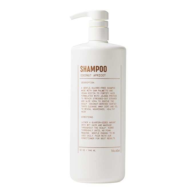 Blu Atlas Men's Natural Shampoo – Organic, Sulfate-Free, Paraben-Free – Deep Cleansing & Hydrating – Coconut Apricot Scent – Made in America – 32 oz-Velvo Beauty